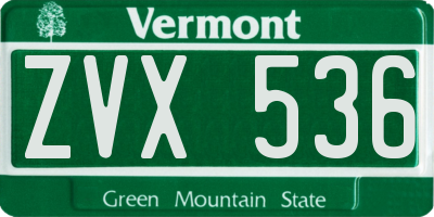 VT license plate ZVX536