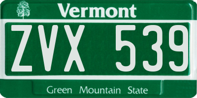 VT license plate ZVX539