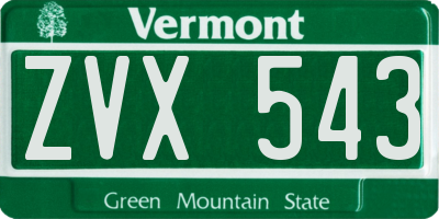 VT license plate ZVX543