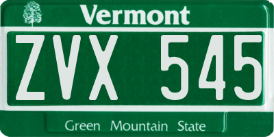 VT license plate ZVX545