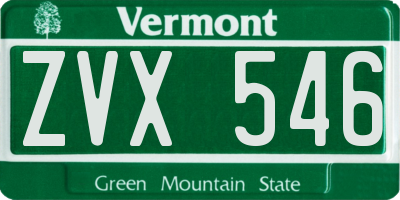VT license plate ZVX546