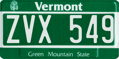 VT license plate ZVX549