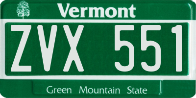 VT license plate ZVX551