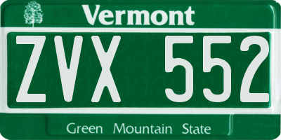 VT license plate ZVX552