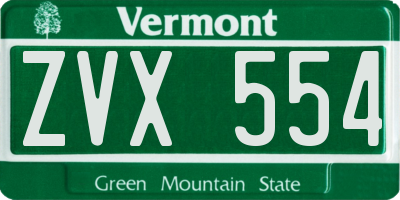 VT license plate ZVX554