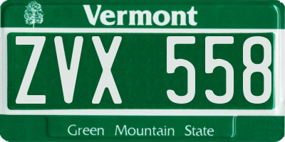 VT license plate ZVX558