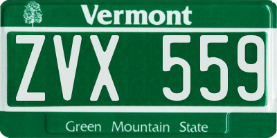 VT license plate ZVX559