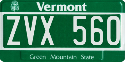 VT license plate ZVX560