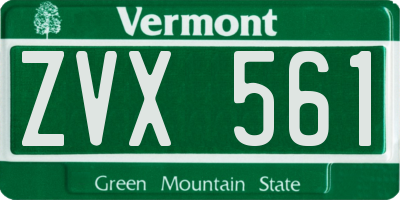 VT license plate ZVX561
