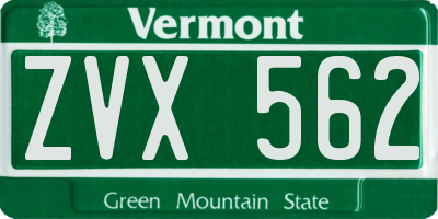 VT license plate ZVX562