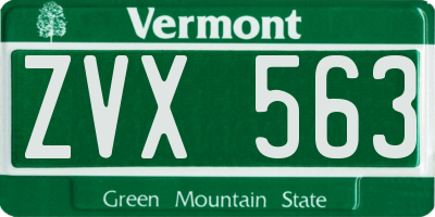 VT license plate ZVX563