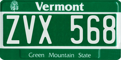 VT license plate ZVX568