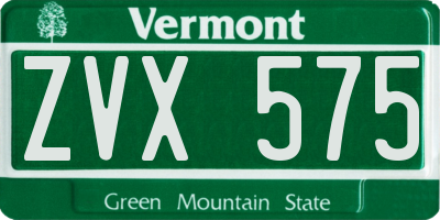 VT license plate ZVX575