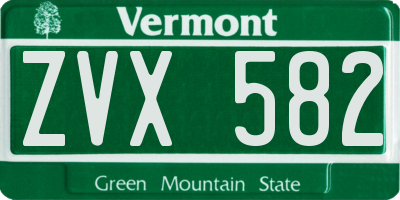 VT license plate ZVX582