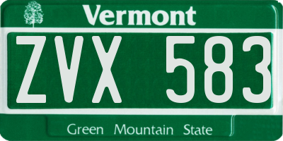 VT license plate ZVX583