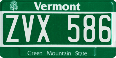 VT license plate ZVX586
