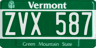 VT license plate ZVX587