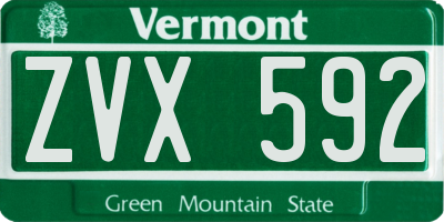 VT license plate ZVX592