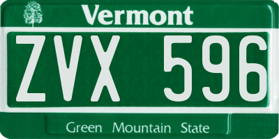VT license plate ZVX596