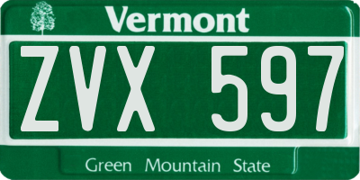 VT license plate ZVX597