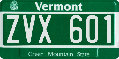 VT license plate ZVX601