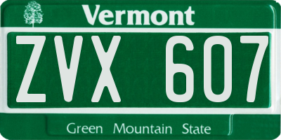 VT license plate ZVX607
