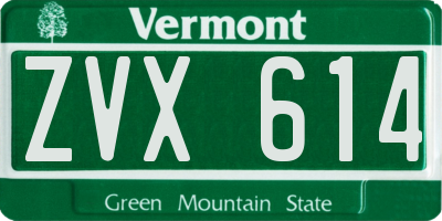 VT license plate ZVX614