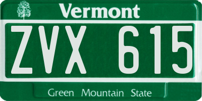 VT license plate ZVX615
