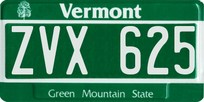 VT license plate ZVX625
