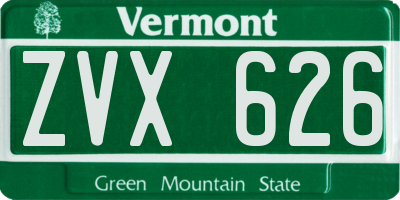 VT license plate ZVX626
