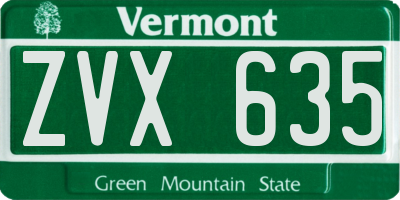 VT license plate ZVX635