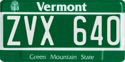 VT license plate ZVX640