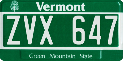 VT license plate ZVX647