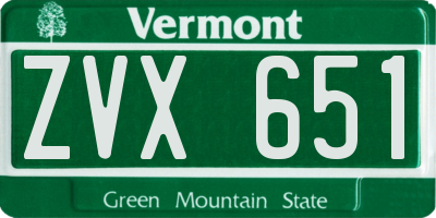 VT license plate ZVX651