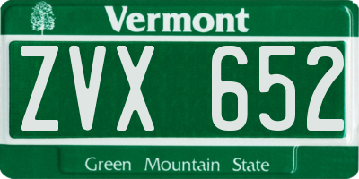 VT license plate ZVX652