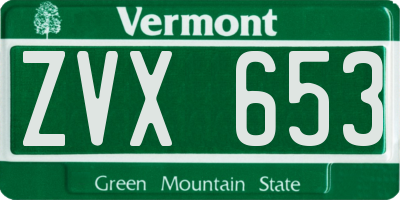 VT license plate ZVX653