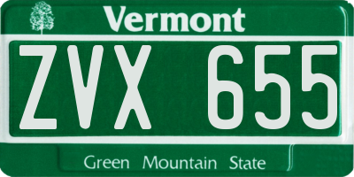VT license plate ZVX655