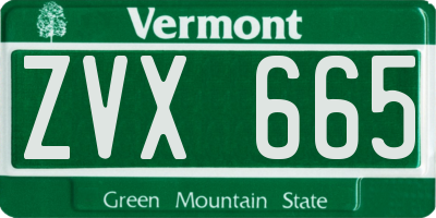 VT license plate ZVX665