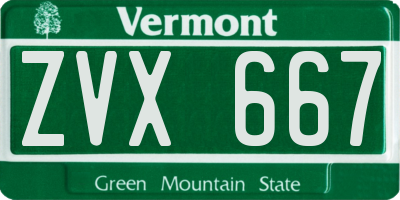 VT license plate ZVX667