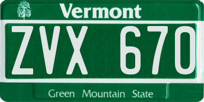 VT license plate ZVX670