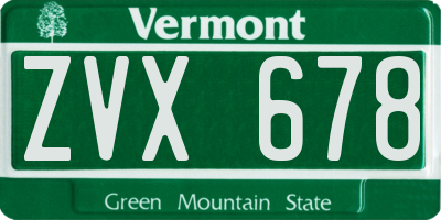 VT license plate ZVX678