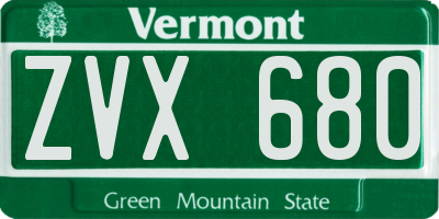 VT license plate ZVX680