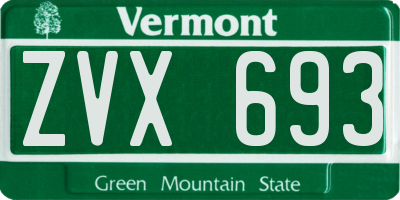 VT license plate ZVX693