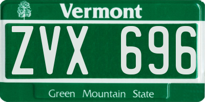 VT license plate ZVX696