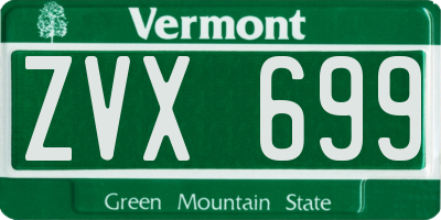 VT license plate ZVX699
