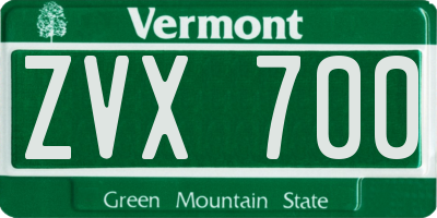 VT license plate ZVX700