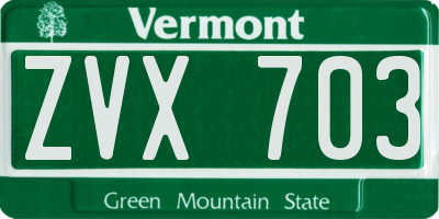 VT license plate ZVX703