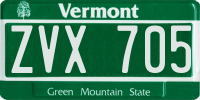 VT license plate ZVX705