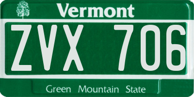 VT license plate ZVX706