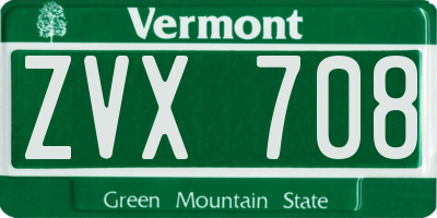 VT license plate ZVX708